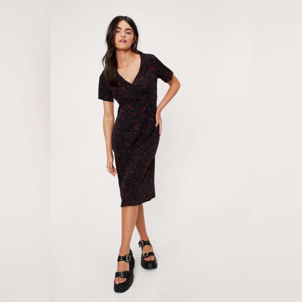 nasty gal v neck midi dress